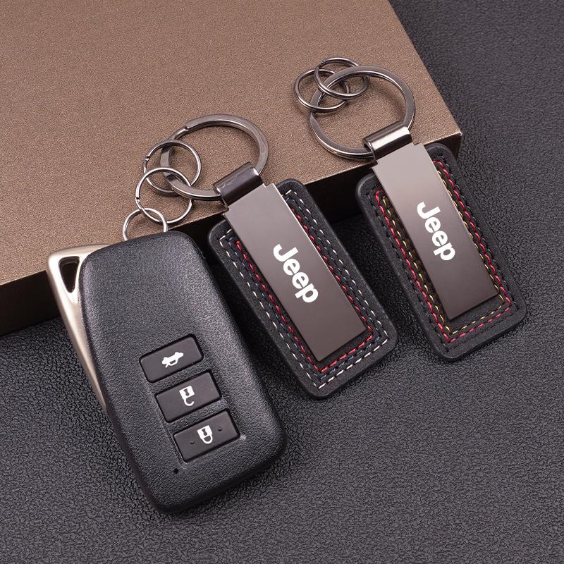 Cup Holders Car Emblem Keychain Suede Key Ring Gift Accessories For Jeep Wrangler JL JK Renegade Grand Compass Gladiator Cheroke