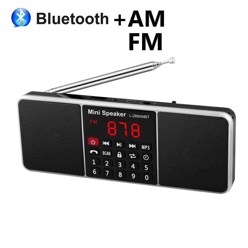 Цифровое портативное радио AM FM Bluetooth-динамик Стерео MP3-плеер TF SD-карта USB-накопитель Громкая связь Перезаряжаемые динамики