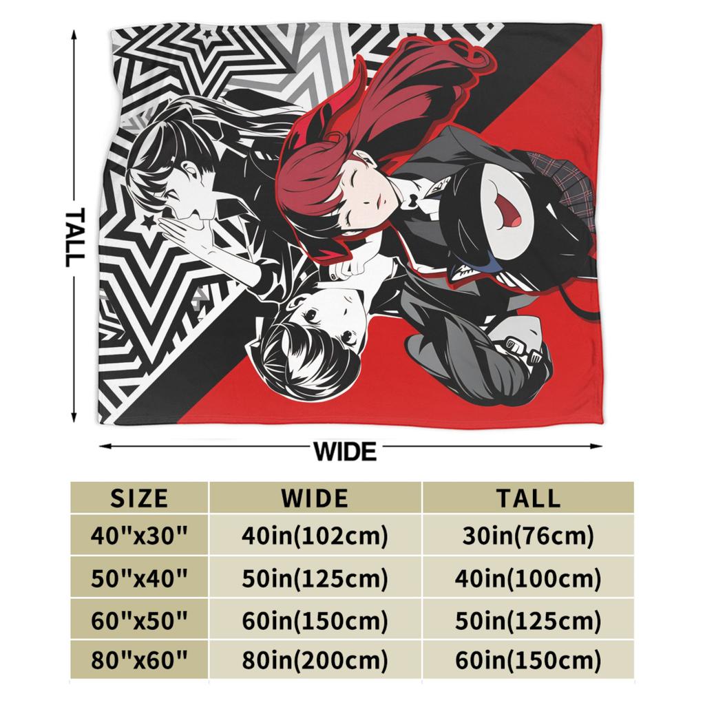Soft Warm Blanket Picnic Animated Game P- Persona 5 Bedding Throws Flannel Bedspread For Couch Chair Aesthetic Sofa Bed Cover
