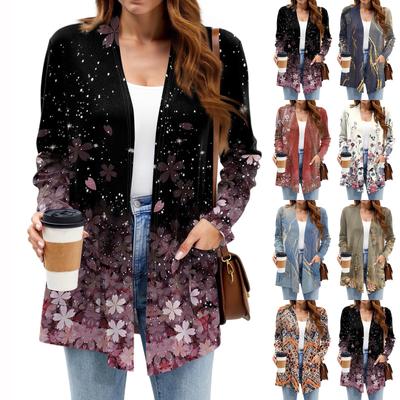 Женские легкие кардиганы с открытой передней частью, с длинными рукавами, повседневные, свободные, тонкие кардиганы с карманами
