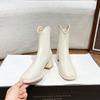 White Short Boots Women's Martin Boots Autumn and Winter New Square Head Thick Heel Small Short Boots Thin Boots High Heel Small Bare Boots
