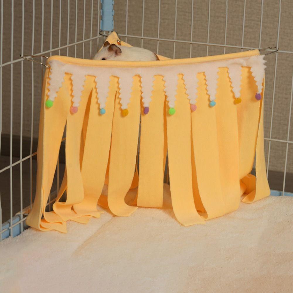 Мягкая палатка-гнездо для хомяка, треугольное угловое гнездо для хомяка, палатка для питомца с кисточками для клетки питомца