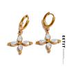 High Quality Stainless Steel Cubic Zirconia Flower Drop Hoop Earrings High Quality Temperament Fashion Jewelry
