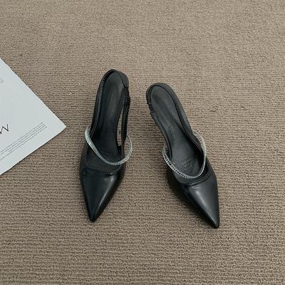 Женские темпераментные сандалии 2024 лето новая мода тонкий высокий каблук острый носок одинарные туфли универсальные удобные банкетные туфли на высоком каблуке