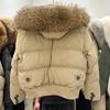 2024 Зимняя Новинка Handong Gate Big Fur Collar Tooling Parker Down Jacket Женская Свободная Повседневная Короткая Маленькая Куртка