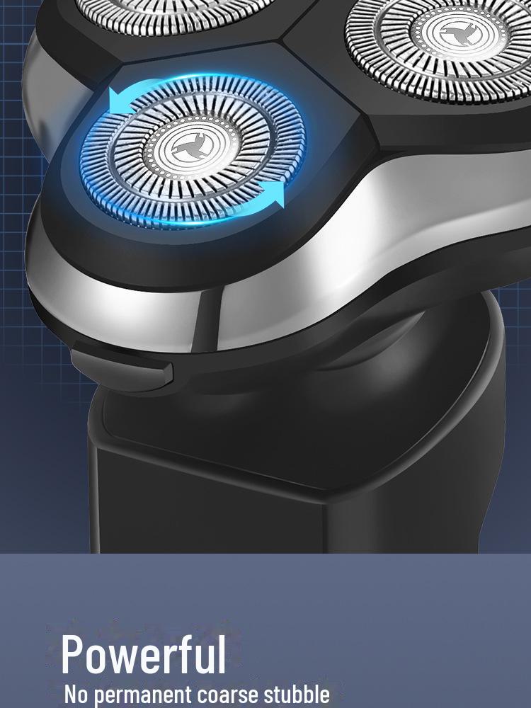 Cross-Border Men's Smart Electric Shaver: Floating Three-Blade Head, USB Rechargeable, Fully Washable.