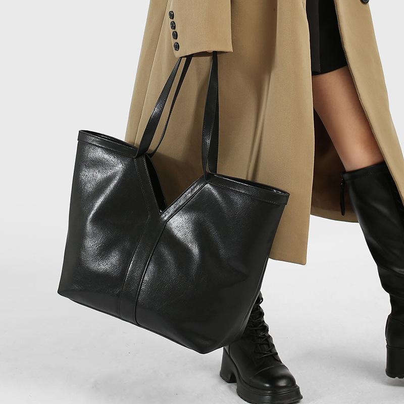 Сумка-тоут из натуральной кожи, универсальная, из первого слоя коровьей кожи, большой вместимости, для поездок на работу, подмышечная, плечевая, ручная, женская сумка, тренд