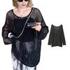 Summer Knit Openwork Air Conditioning UV Loose Plus Sizes Long Long Sun Solid Beautiful Summer Outfit [xppe] Pullover, Mesh, Women's Top, Lightweight,