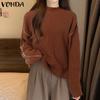 Women Sweaters Autumn Winter High Neck Long Sleeve Solid Color Pullover Jumpers