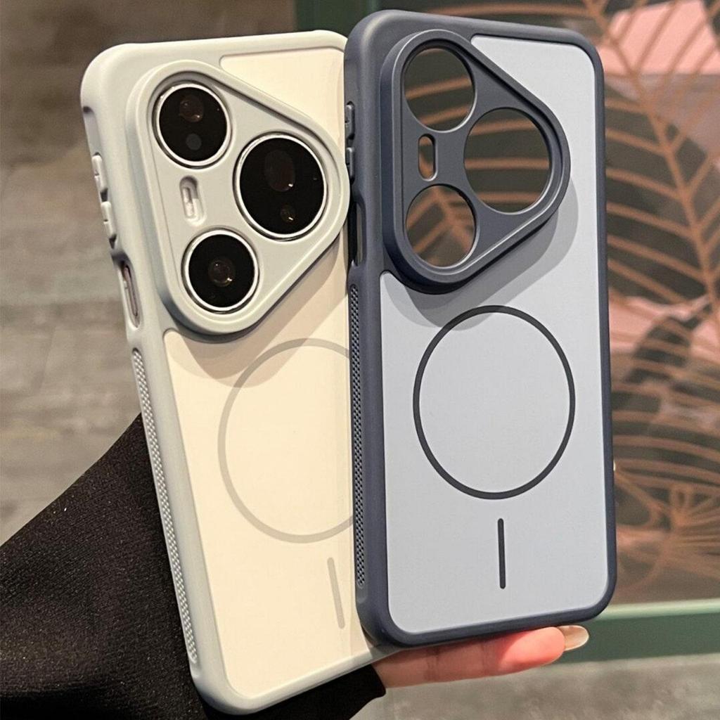 Skin-sensitive magnetic attraction is suitable for Huawei Pura80Pro matte contrasting color heat dissipation mobile phone case Pura70 anti-drop fine