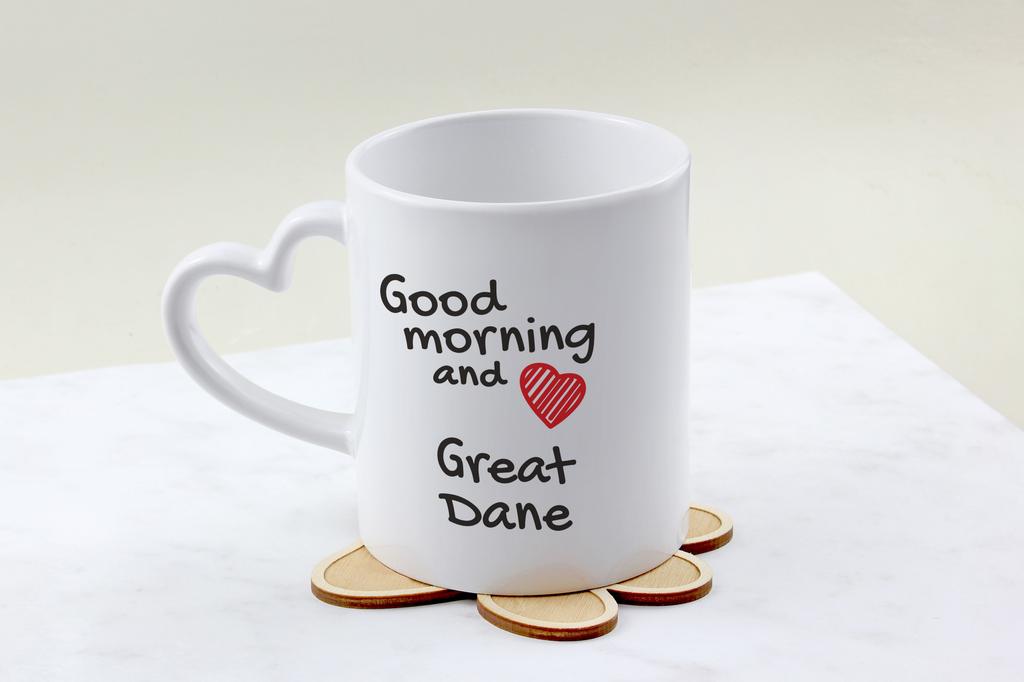 Great Dane I - cup with a dog, adorable cup with a heart-shaped handle, universal gift from the Art-Dog brand