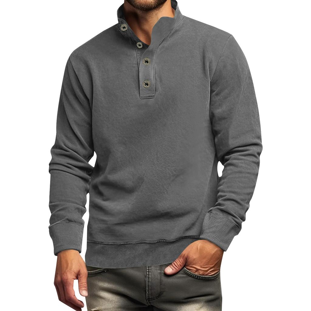 Men's Solid Color Shirt Plus Men's Long Sleeved T-shirt Minimalist Sweatshirt