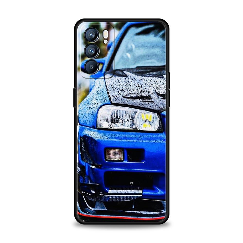 Синий, красный спортивный автомобиль JDM для Oppo Reno7 Reno6 Pro Plus A54 5G, чехол для телефона Find X6 X5 A53 A52 A9 A15 A95 A17 A16 A76 A74 A57, чехол