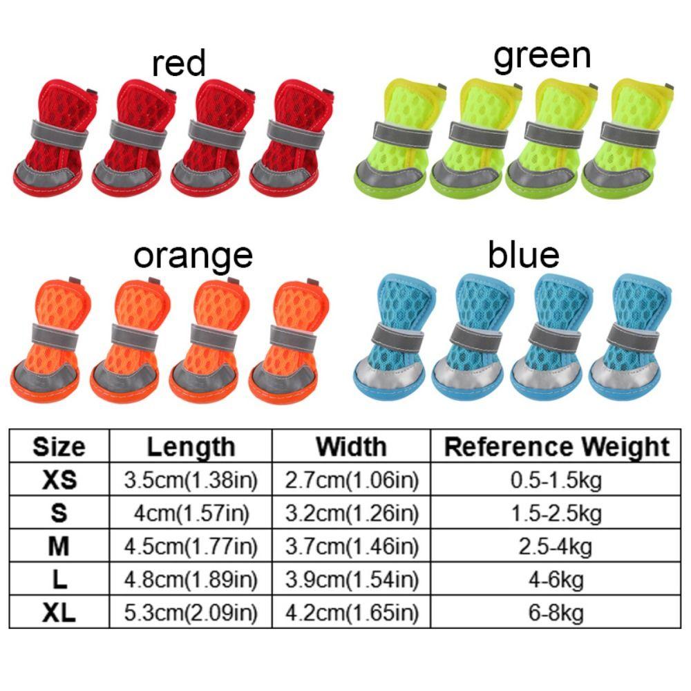 4pcs/set Non-slip Dog Mesh Shoes Breathable Dog Foot Covers Practical Puppy Socks Shoes  Summer