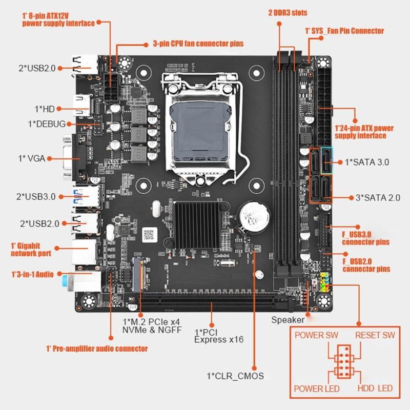 Материнские платы B75M-I Mini-ITX DDR3 16 ГБ M.2 NVMe для быстрых SSD-накопителей для процессоров 2-го/3-го поколения через сокет LGA 1155