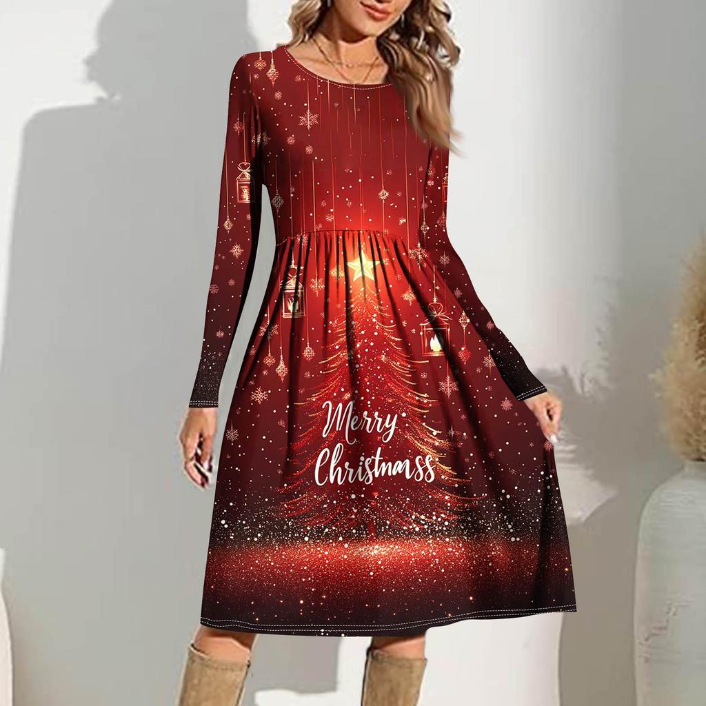 Женское повседневное платье с градиентным принтом, весеннее, с карманом, с круглым вырезом, с длинным рукавом