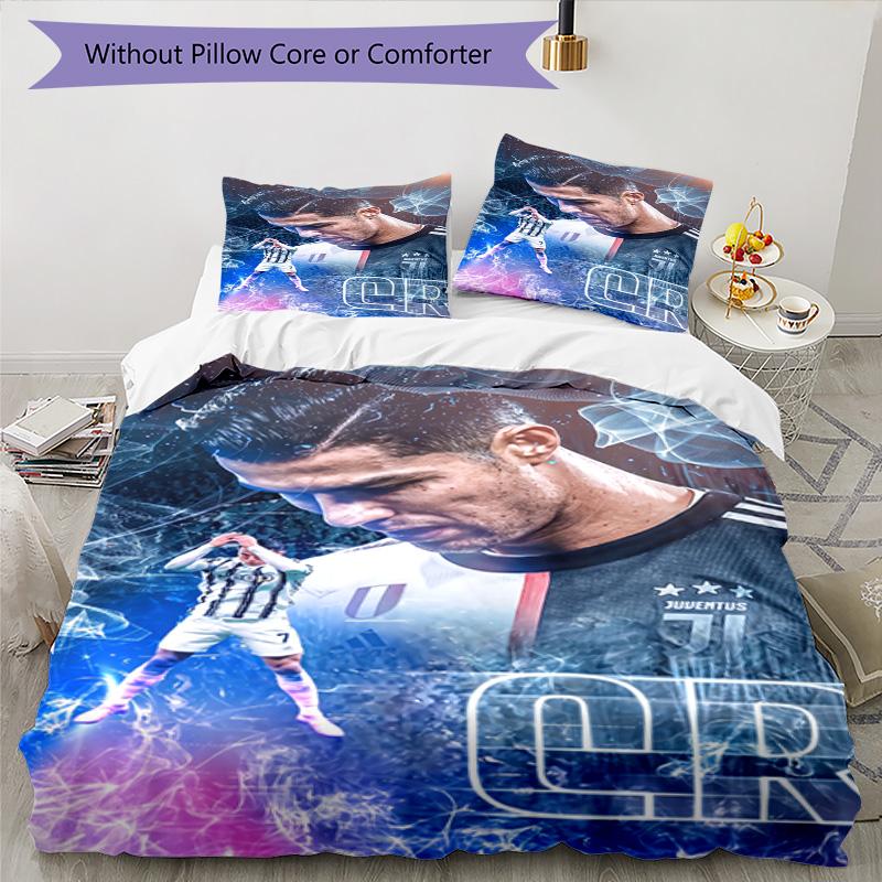 Ronaldo's Football Celebration Moment Bedding Set, Breathable Duvet Cover with Pillowcases, Soft Bed Linen for Bedroom Home Decoration, Perfect Festiv
