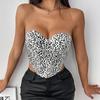 Women's Summer Sexy Leopard-print Low Cut with Chest Hot Girl Braised Fishbone Waist Vest Top