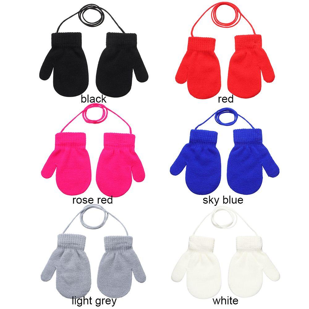 1-4 Years Anti-lost Baby Boys Girls Kids Gloves Thick Warm Sports Gloves Knitted Mittens