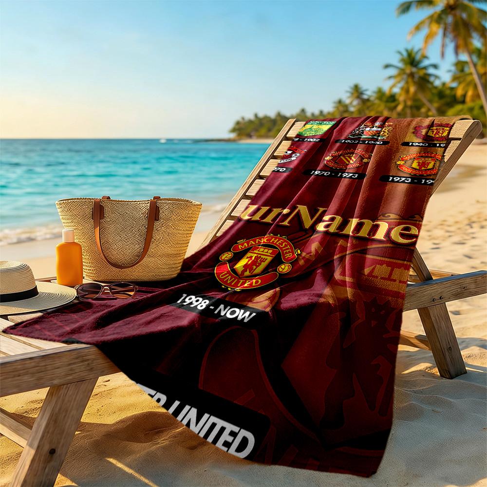 Manchester Customize Your Name Beach Towel High Absorbency & Quick-Dry Ideal for Travel Outdoor Swim Pool Yoga Surf Camping Hiking Gym Gift Holiday