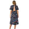 O Neck Women Spring Summer Short Sleeve A Line Chiffon Print Sexy Backless Long Beach Dress Sxxl