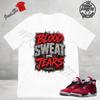 Футболка Blood Sweat and Tears, созданная в тон кроссовкам Jordan 4 Toro Bravo Fire Red Black, Футболка с графическим принтом в стиле стритвир, Футболка Fresh2thatee