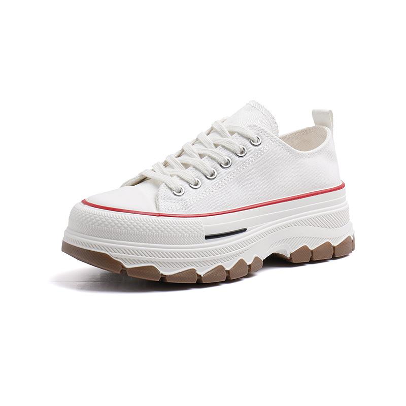 Женские парусиновые кроссовки на платформе, нескользящая дышащая прогулочная спортивная обувь на шнуровке, повседневные кроссовки из искусственной кожи для женской парусиновой обуви