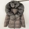OFTBUY 2024 Белый утиный пух пальто толстый теплый 90% зимняя куртка женская натуральный мех енота лисы воротник с капюшоном женский повседневный