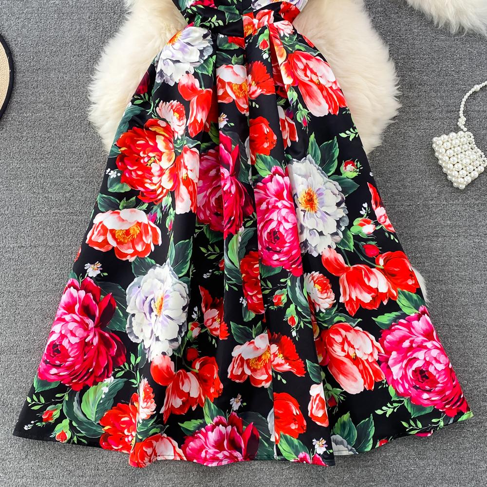 Юбка-жилет в стиле ретро в европейском и американском стиле. Высококачественное легкое роскошное платье трапециевидной формы с круглым вырезом и талией без рукавов.