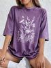 Tokyo Flowers And Birds Cotton Washed TShirts Womens Summer Oversized T Shirt ONeck Short Sleeve Tops Casual Women Clothes