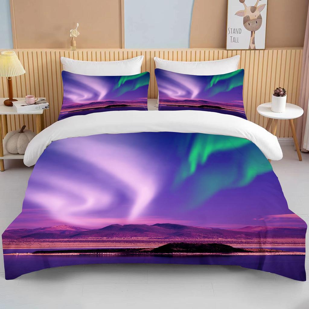 10 Sizes Aurora Borealis View Bedding Collection Duvet Cover Bed Collection Quilt Cover Pillowcase King Queen Size Bedding Collection Adult