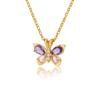 Pink Zircon Butterfly Necklace Female Versatile High Sense Light Luxury Temperament Titanium Steel Amethyst Collarbone Chain