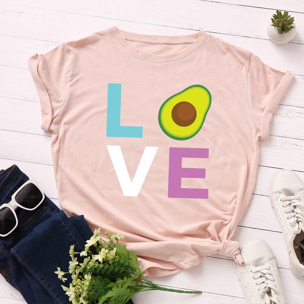 Хлопковая футболка с коротким рукавом и круглым вырезом, женская, с 2D-принтом, топы