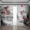 2PC Home Decoration Curtains, Snow Seeking Plum Blossom With Pole Bag Curtains, Kitchen, Coffee Shop, Living Room, Balcony