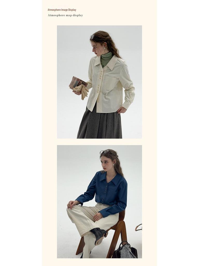 Dailyart Женская приталенная рубашка для офиса с вышивкой "Синяя волна Морская соль"