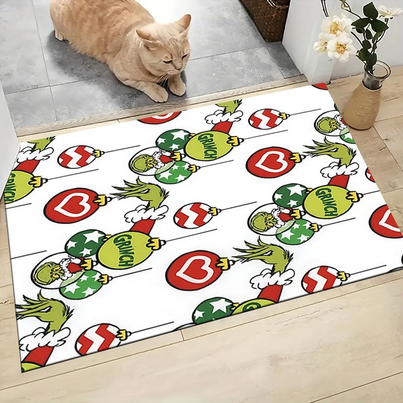 Grinch Christmas Ornaments Carpet Rug Soft Washable Antislip Home Living Room Sofa Mats Personalized Christmas Rug