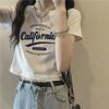 Women's Slim Fit White Letter Cotton T-Shirt - 2024 Summer Trend