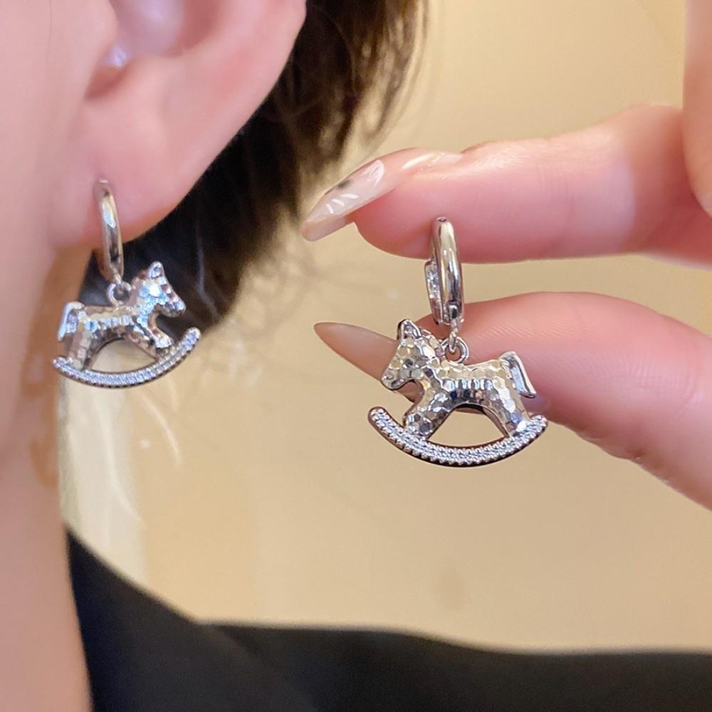 Chinese Horse New Year Zodiac Horse Earrings Rocking Pony Drop Earrings Women