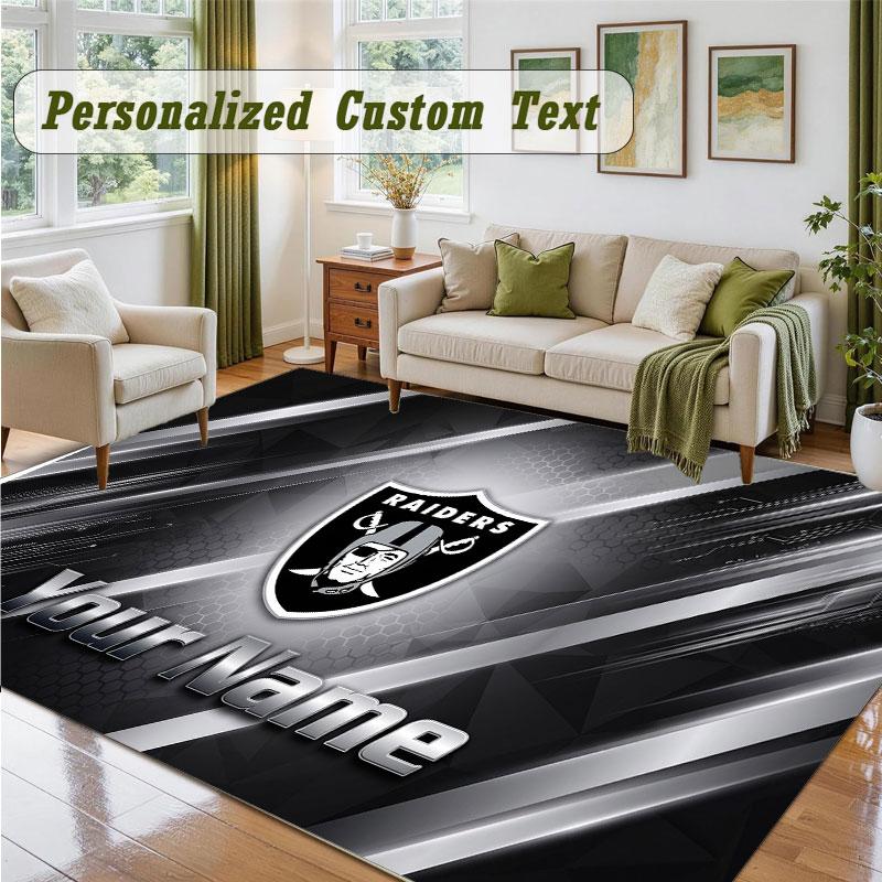 Crystal Velvet Square Rug Custom NameLas Vegas Raiders Pattern Non Slip Home Floor Decor Rug