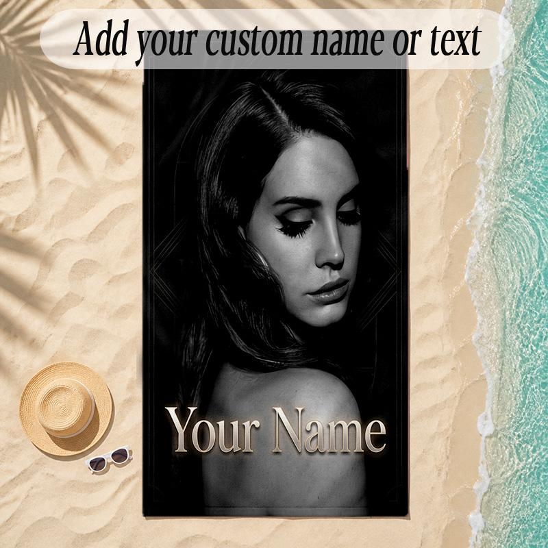 Beach TowelLana Del Rey Custom Name Text Personalized Soft Towel for Beach Pool Indoor Home Decor Gift