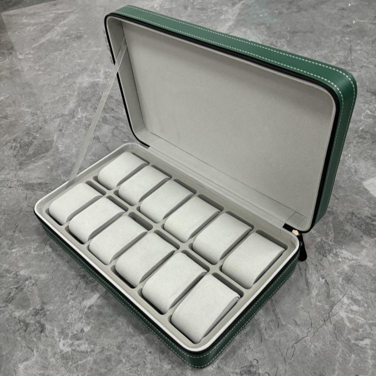 Портативная коробка для хранения на молнии из ПУ кожи для часов и ювелирных изделий, варианты на 6, 10 и 12 ячеек