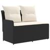 Garden Armchair Sofa with Corner Sofa 2 Pieces Black and Cream PE Rattan