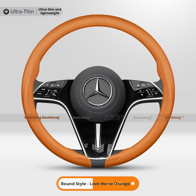 1.5MM Ultra Thin Nappa Leather Steering Wheel Cover Anti Slip Breathable For MERCEDES-BENZ GLA GLB GLC GLE-Class A C E S Class