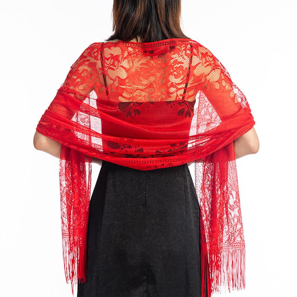 Women's Lace Hollow Shawl Evening Dress Cheongsam Shawl Party Dinner Scarf