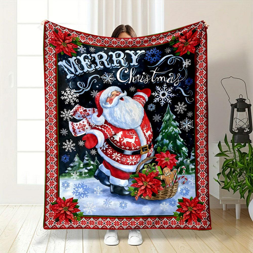 Merry Christmas Santa Claus PrintBlanket bedroom Blanket for Livingroom Couch lunch break Soft throw for Friend's festival Gift