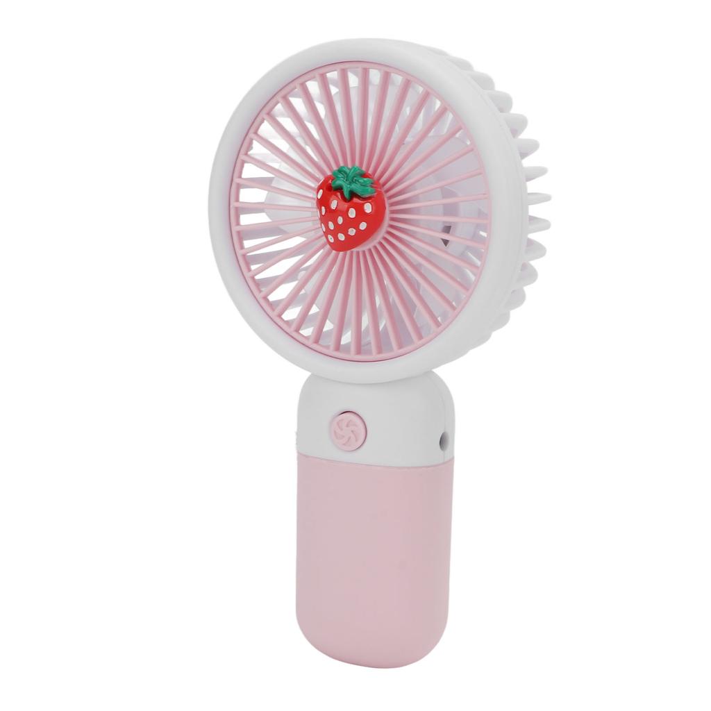 Handheld Fan Cartoon Strawberry Look USB Charging Portable Rechargeable Fan Portable with Lanyard Fo