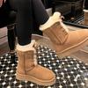 Женские зимние ботинки 2025 новые на толстой подошве с увеличением высоты, меховые, цельнолитые, утепленные хлопковые ботинки, водонепроницаемые и нескользящие, модные короткие ботинки с мехом