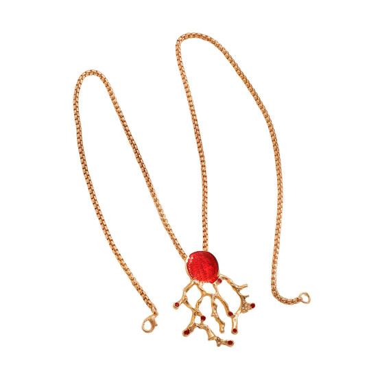 Серьги-подвески и колье из искусственного красного коралла, ювелирный набор из текстурированного сплава с красной эмалью и цирконами, уникальный дизайн в морском стиле, подарок для женщин