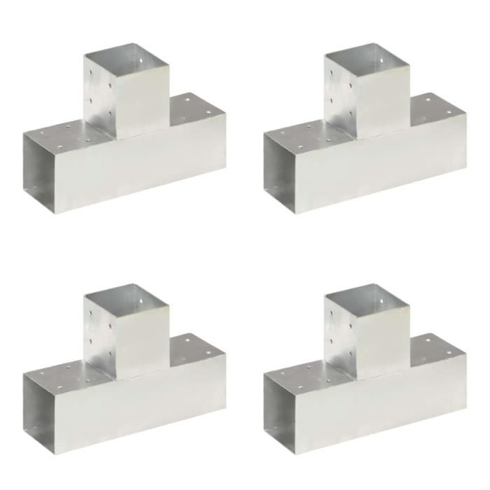 VidaXL Connecteurs de poteau 4 pcs Forme en T Métal galvanisé 91x91 mm