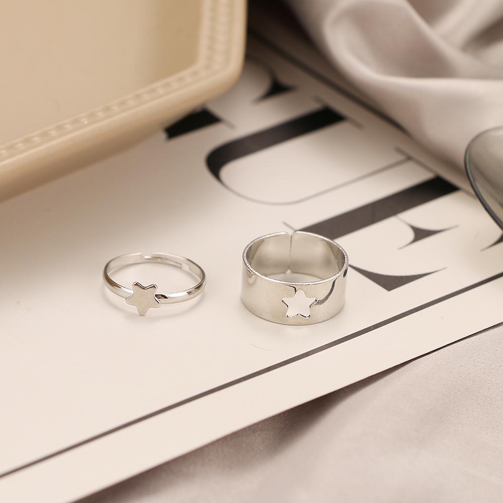 Кольцо из 2 предметов со звездой в стиле панк, кольцо в стиле ретро, темпераментное кольцо, вечерние украшения, милое кольцо, женское романтическое кольцо, подарок